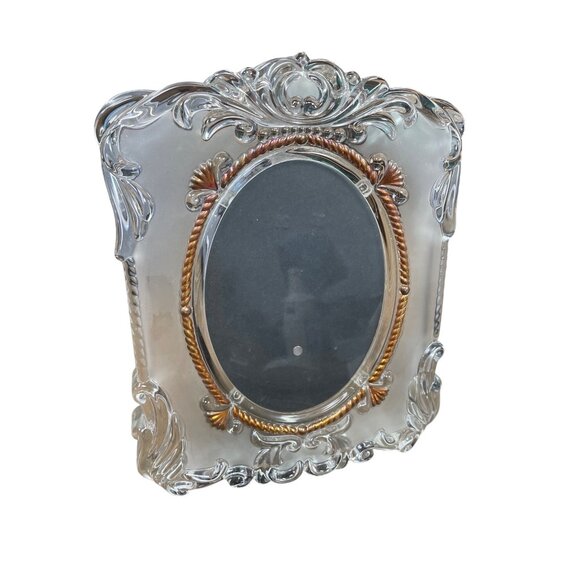 Vintage Ornate Clear Glass Gold Rope Oval Photo Frame 11.5"x8" SKU 9341 - Picture 13 of 13